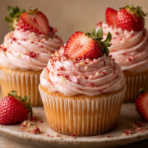Strawberry buttercream cupcakes